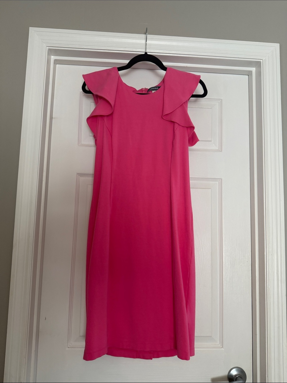 Lands' End Bright Fuchsia Ruffle-Sleeve Midi Dress